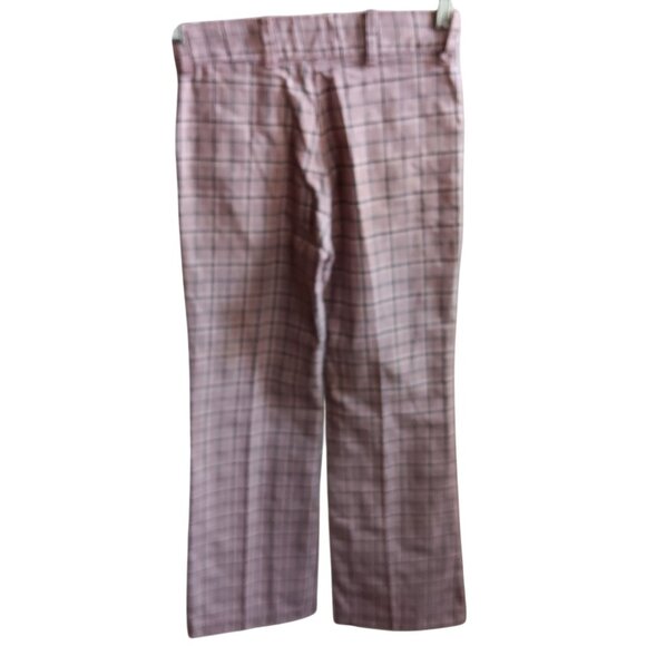 28x28 Vintage Bellbottom Jeans Pants Plaid 1970's Jc penney Boys 16 Twill Hippy - Picture 2 of 6
